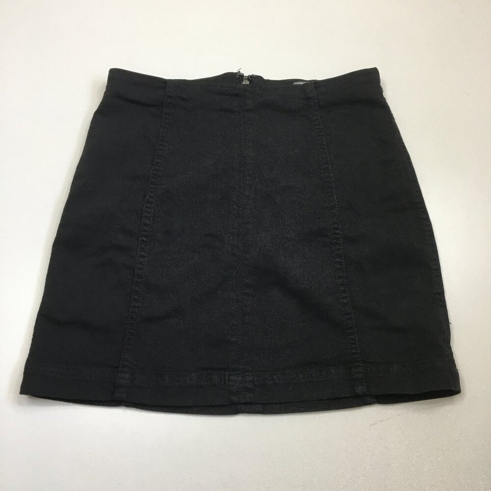 FREE PEOPLE Black Wash A Line Denim Skirt